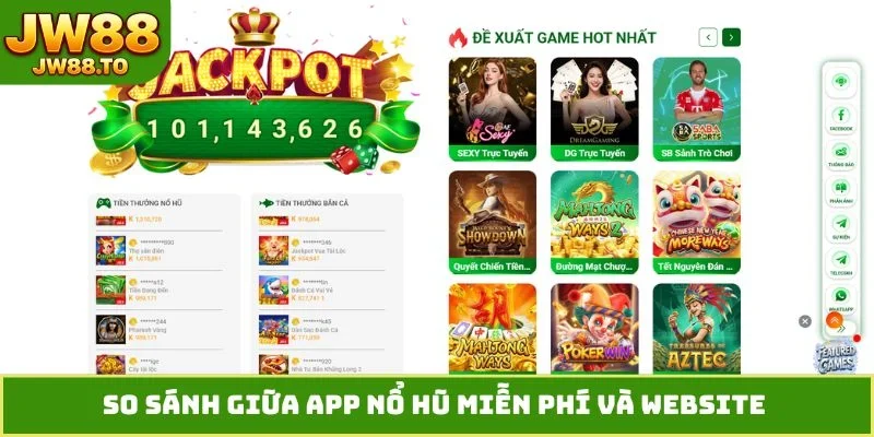 So sánh giữa app nổ hũ miễn phí và website